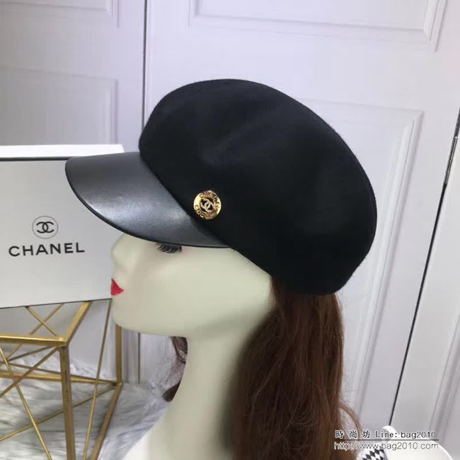 CHANEL香奈兒 秋冬新品 高端原版最新貝雷帽 百搭八角帽 皮帽簷鴨舌帽 LLWJ7001